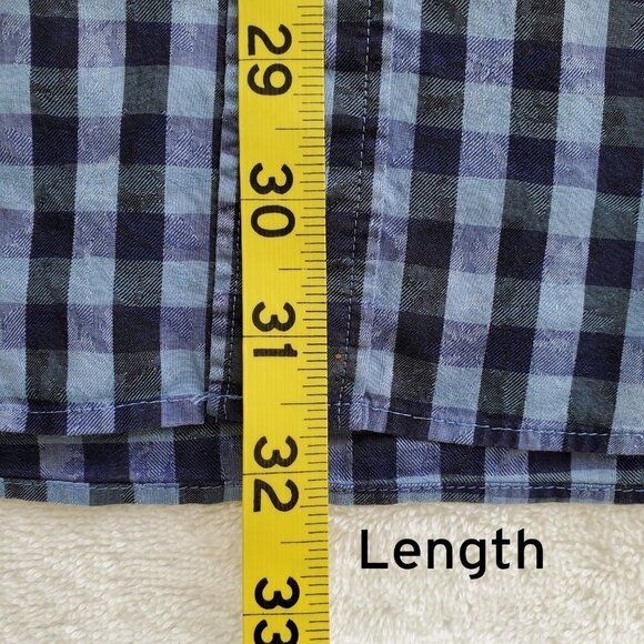 Bugatchi Blue and Black Checkered Casual Button Down Shirt - Picture 12 of 14